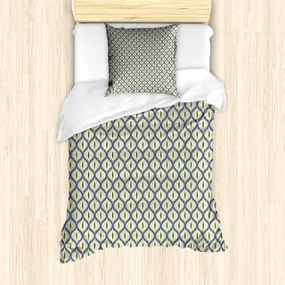 ABAKUHAUS Ikat Mantele, Ogee Formen Jahrgang Pale, Milbensicher Allergiker geeignet mit Kissenbezügen, 135 cm x 200 cm - 80 x 80 cm, Grau, Gelb, Weiß - Grau