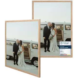 CABBEL 2x Bilderrahmen 60x80 cm Eiche Rahmen 2-Pack | Dokumentenrahmen, Collage, Poster | MDF Holz-Posterrahmen Acrylglas | Picture Frame, Puzzlerahmen, Bilder, Fotorahmen zum Aufhängen