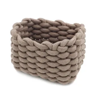 Icegrey Aufbewahrungskorb Baumwolle Strickkorb Dekorative NatüRliche Rechteck Wasserdichter Aufbewahrungsboxen Organisatoren für Babyzimmer, Schlafzimmer, Wohnzimmer Khaki Small