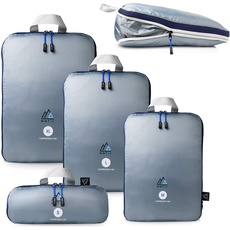 MNT10 Packtaschen Set mit Kompression S, M, L, XL I Packwürfel mit Schlaufe als Koffer-Organizer I leichte Kompressionsbeutel für den Rucksack I Kleidertaschen als Gepäck Organizer (1x 4er-Set)