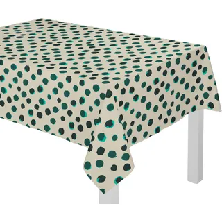 Adam Tischdecke "Dots" aus Leinen und Bio-Baumwolle, natur, dunkelgrün