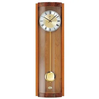 AMS 5087/9 Wanduhr Funk Funkwanduhr mit Pendel Holz kirschbaum farben Pendeluhr - Schwarz