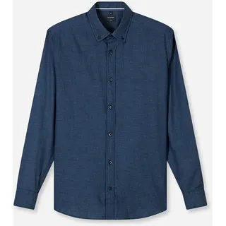 Langarmhemd OLYMP, Herren, Gr. XL, N-Gr, marine, Twill, Obermaterial: 100% Baumwolle, regular fit normal, Manschette, Hemden Langarmhemd, Button-down-Kragen, regular fit, casual