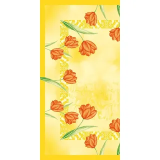 Mank GmbH Tischdecken aus Airlaid, stoffähnliche Mitteldecken 80 x 80 cm, Einmal Tischdecke für Gastronomie, 20 Stück gelbe Mitteldecke Floral Sally Tulpen