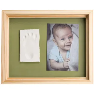 Baby Art Pure Frame Set aus grn-oranger Modelliermasse und Naturkiefernholzrahmen