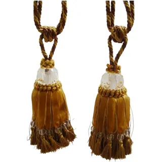 Raffhalter Vorhanghalter Gardinenhalter Kordel Troddel Quaste L 17 cm 2er Set