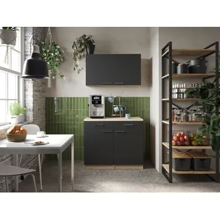 Respekta Buffet 100 x 200 x 60 cm Schwarz/Eichefarben