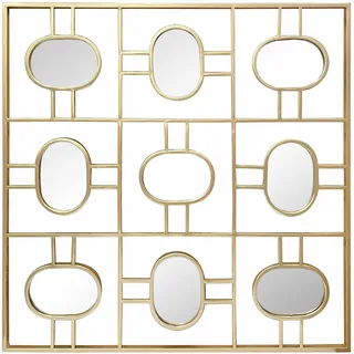 LW Collection Wandspiegel Gold Quadratisch 80x80 cm Metall - große Spiegelwand - Industriell - Wohnzimmer Flur - Badspiegel - Spiegel mit kleinen Spiegeln