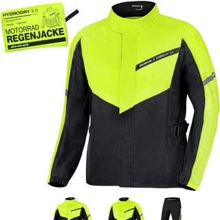 SHIMA HYDRODRY 2.0 Motorrad Regenbekleidung Jacke Wasserdicht Reflektierend Damen Herren Set für Regenkombi Waterproof Regenschutz Atmungsaktiv Motorradkombi (Jacken Unisex, Fluo, XS)