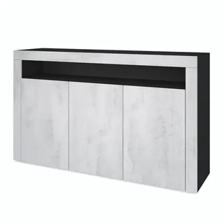 Vladon Sideboard Valencia Beton Oxid Optik/ Beton Oxid Optik , Hellgrau , Holzwerkstoff , 155x92x40 cm , Kleinmöbel, Kommoden, Sideboards