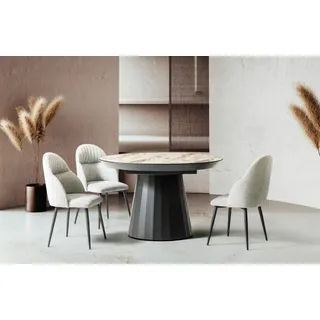 Runder Esstisch Luxus Esszimmertisch Küchentisch Grau Esszimmer Holz - Grau