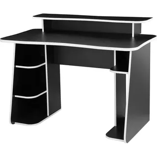 INOSIGN Gamingtisch »GAME, Computertisch, Schreibtisch, Towerfach, Monitoraufsatz,« ergonomisch geschwungene Tischplatte, Breite 120 oder 150 cm, schwarz