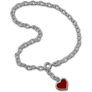 SilberDream Fußkette rot für Damen 925er Silberschmuck Herz 25cm SDF006