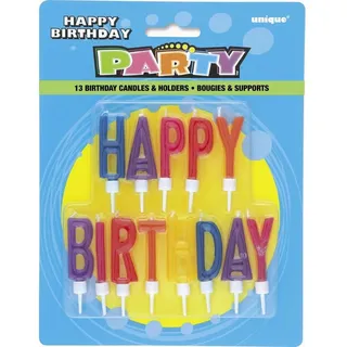 Unique Party Supplies 71190 Buchstaben-Geburtstagskerzen - "Happy Birthday" - Gold - 13er-Satz
