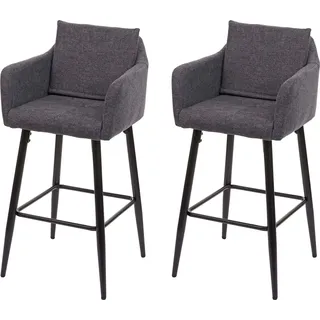 2er-Set Barhocker HWC-H93, Barstuhl Tresenhocker, Fußablage Metall Stoff/Textil dunkelgrau - Grau