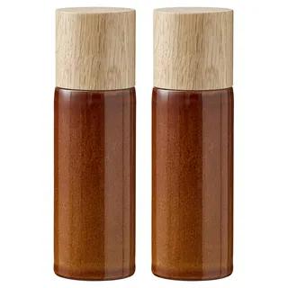 BITZ Salz- und Pfeffermühle, 2 Gewürzmühlen aus Steingut (Salzmühle + Pfeffermühle), 2er-Set, 16,7 cm hoch, bernsteinfarben
