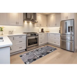 Küchenläufer KAYOOM "Pyron 525", grau, B:60cm H:6mm L:180cm, Polyester, Teppiche, Küchenläufer, Flachgewebe, rutschhemmend, Küche