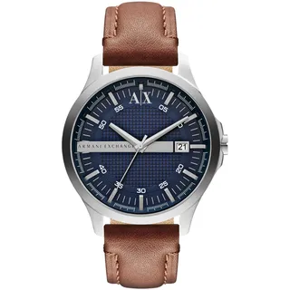 Armani Exchange Watch For Men, Quartz Three hand date Movement and 46mm Case Size with Leather strap