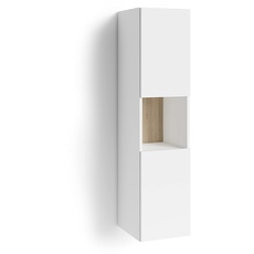 Bild Marino Hochschrank hängend montierbar oder stehend, robuste Melamin Oberfläche in weiß mit 2 Türen und 1 offenem Fach,