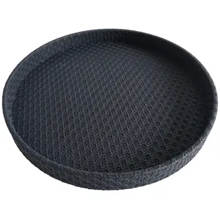 Ambia Home Dekotablett , Schwarz , Leder, Holzwerkstoff , Lederlook , Color-Finish-Leder , Uni , rund , 4 cm , handgemacht , Geschirr, Tischkultur & Serviergeschirr, Tabletts