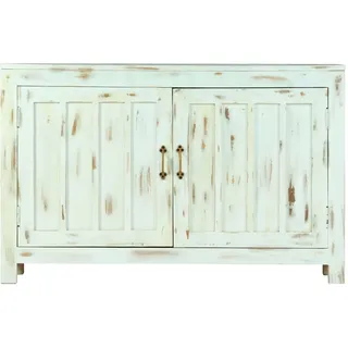 vidaXL Sideboard Hellblau 110x35x70 cm Massivholz Mango - Grün