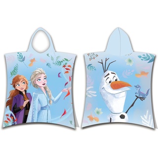 Disney Kinder Bade-Poncho mit Kapuze, Anna, Elsa und Olaf, Herbst, Blätter, Magie und Zauber, 50 x 115 cm 100% Baumwolle