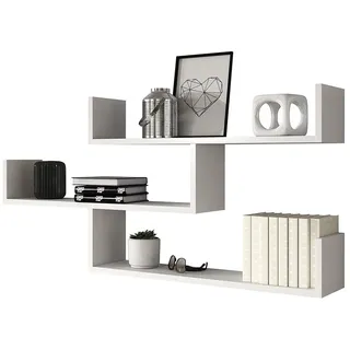 Selsey Kassi Wandregal 55 x 18 x 119 cm Weiß