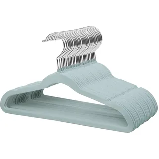 ManGotree 35cm Kinder Samt Kleiderbügel, Ultradünne Kinderkleiderbügel mit 360° Drehbarem Haken, rutschfeste Filzbügel für Jugendliche, Robust und Langlebig (32 Pack, Blau)