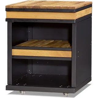 Außenküchenmodul aus Holz und Edelstahl in Braun für Garten und - Schwarz