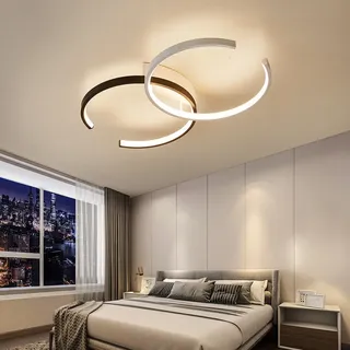 LED Deckenleuchte Deckenlampe SX8718WB mit Fernbedienung Lichtfarbe/Helligkeit einstellbar dimmbar weiß und schwarz lackierte Metallrahmen LED Schlafzimmerleuchte ceiling light - Weiß