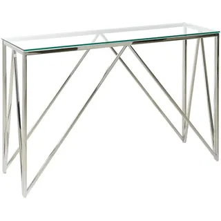 Beliani Konsolentisch Glas transparent/silber Weso , 120x78x40 cm , Wohnzimmer, Wohnzimmertische, Konsolentische