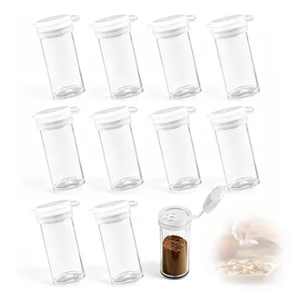10er Set Extra Kleine Kunststoff-Salzstreuer mit Deckel, 9ml Gewürzflaschen für Salz & Pfeffer, Tragbare Ministreuer für Brotdose, Unterwegs, Camping & Bento-Box