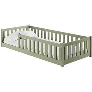Kids Collective Jugendbett Bodenbett 90 x 200 cm Kiefer massiv grün weiß