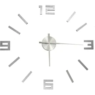 3D-Wanduhr Modernes Design Silbern 100 cm XXL - Silber