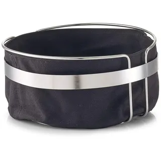 Zeller Brotkorb m. Beutel, Metall/Baumwolle, schwarz,