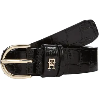 Tommy Hilfiger Damen Gürtel Essential Effortless 2,5 cm mit Kroko-Optik, Schwarz (Black), 95 cm