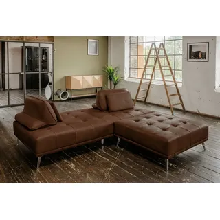 KAWOLA Schlafcouch Leder 3-Sitzer Grau
