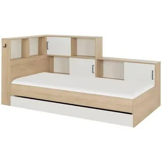 Gami Stauraumbett Erwan 90 x 200 cm Eiche braun/weiß