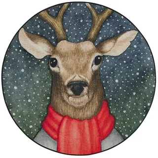 Beliani Kurzflor-Teppich Eregli 140/140 cm , Kunststoff , Grafikmuster , Rund , 140x140 cm , Teppiche und Böden, Teppiche, Orientteppiche