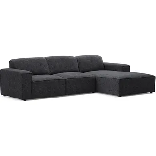 Wohnlandschaft Ecksofa "La Mia" - Luxus - Blur Schwarz Stoff, L-Form, Moderne Loungegarnitur, Ecksofa für das Wohnzimmer, Ottomane Rechts. - Schwarz
