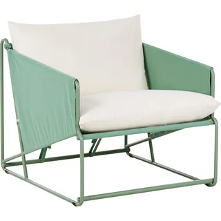 BELIANI Gartensessel Grün Metall mit Armlehnen Kissen Niedrig Extra Breite Sitzfläche Modernes Design Outdoor Indoor Garten Terrasse - Grün, Beige