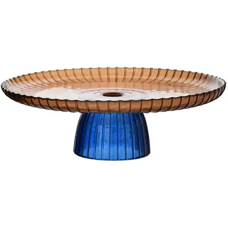 Mondex Etagere Blau 29,5x10cm Glas , Blau, Transparent , 31x11x31 cm , Geschirr, Tischkultur & Serviergeschirr, Servierplatten