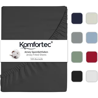 Komfortec Spannbettlaken Jersey 90 x 200 cm anthrazit