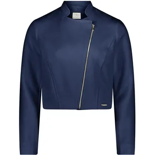 Jackenblazer BETTY & CO "Bikerjacke mit Stehkragen", Damen, Gr. 38, blau (dunkelblau), Obermaterial: 95% Polyester PES. 5% Elasthan EL., Blazer Jackenblazer