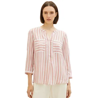 TOM TAILOR Damen Bluse mit Streifen & Brusttaschen, 32605 - Rose Offwhite Vertical Stripe, 38