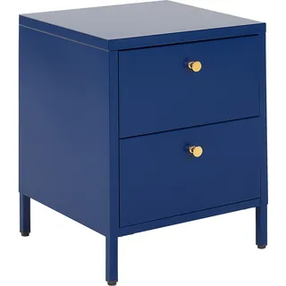 BELIANI Nachttisch Blau Metall mit 2 Schubladen und 2 goldenen Griffen Wohnzimmer Schlafzimmer Kinderzimmer Jugendzimmer Flur - Blau, Gold