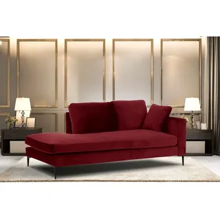 Home affaire Recamiere »Cozy Chaiselongue, Maße B/T/H: 195/97/80 cm« mit losen Kissen und Metallbeinen, Armlehne links oder rechts wählbar, rot