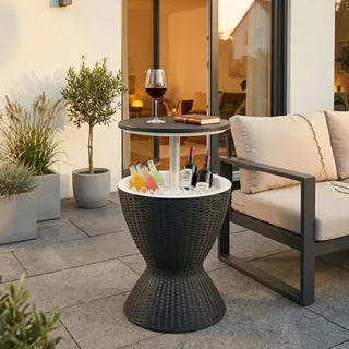 casa.pro Atessa Gartentisch Ø 48,5 x 58 cm Schwarz