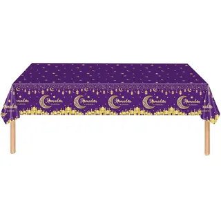 Eid mubarak pe Tischdecke Ramadan Dekoration für zu Hause islamische muslimische Party liefert Tischdecke eid al adha Geschenke, lila, 137cm, rechteck - Lila