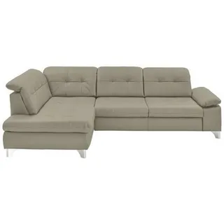 Beldomo Speed Ecksofa , Hellgrau , Leder , Echtleder , Rindleder , Ottomane links, nicht einzeln stellbar, L-Form , 309x211 cm , Goldenes M , Typenauswahl, Bettkasten erhältlich, Fußauswahl, Lederauswahl, Stoffauswahl, Sitzqualitäten, seitenverkehrt erhältlich, Bettfunktion erhältlich, Hocker erhältlich, Rückenfutter , Wohnzimmer, Sofas & Couches, Wohnlandschaften, Ecksofas